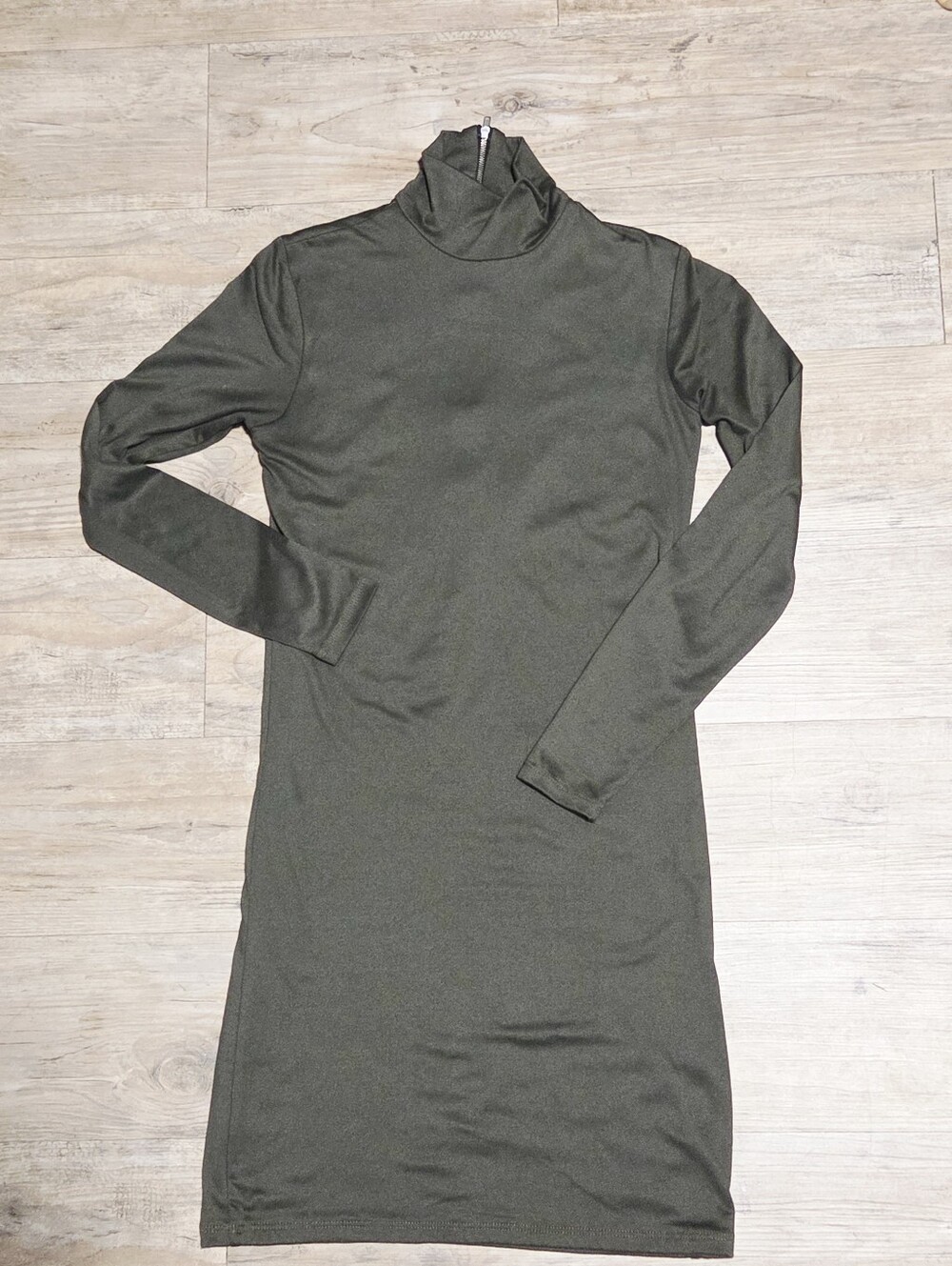BUMPSUIT The Nicole Turtleneck Maternity Mini Dress Olive Green S